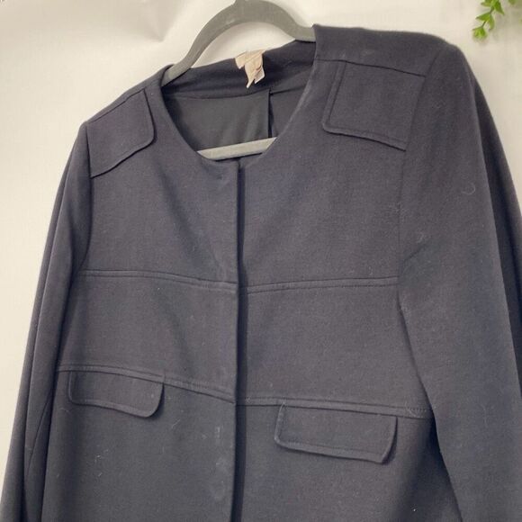 Chico's Women's Long Sleeve Rayon Blend Snap Down Long Coat Jacket Black Size 8 - Picture 3 of 14